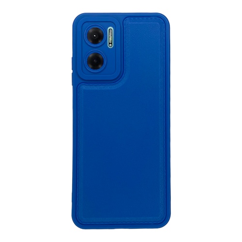 Ön Yüz Xiaomi Redmi Note 11E Kamera Korumalı Deri Desenli Mavi Silikon Kılıf