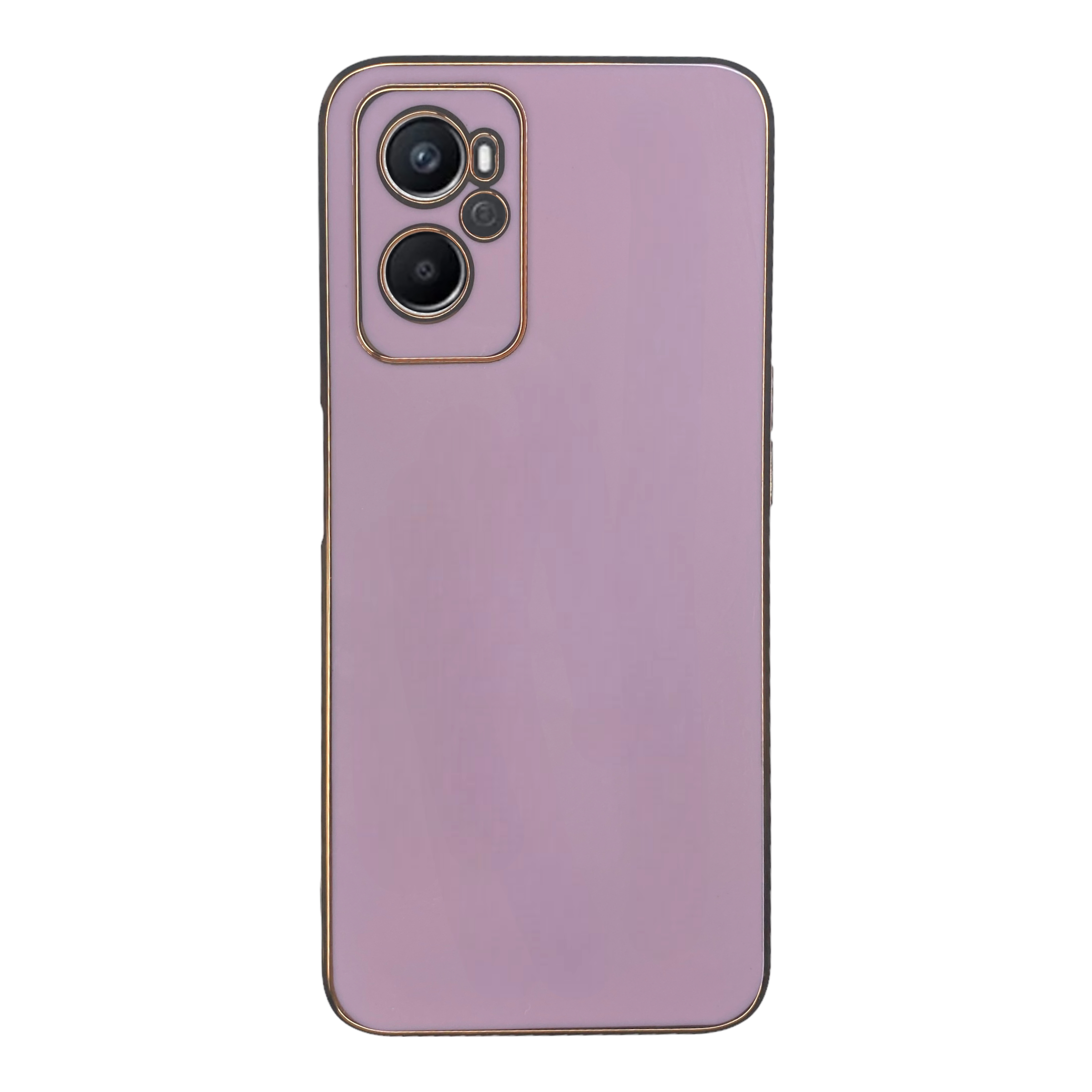 Oppo A96 Bakır Detaylı Mor Parlak Silikon Kılıf