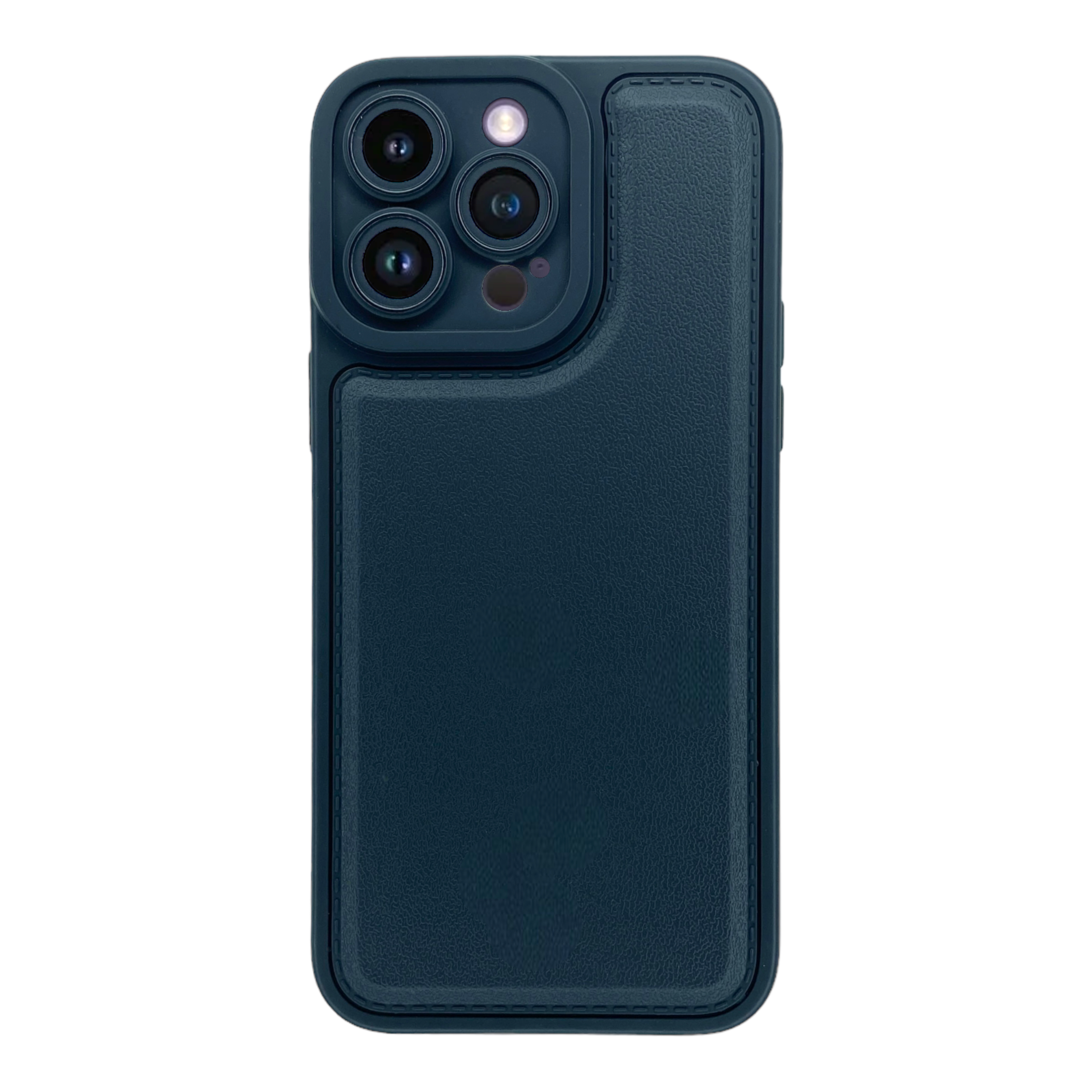 İPhone 14 Pro Max Kamera Korumalı Deri Desenli Siyah Silikon Kılıf